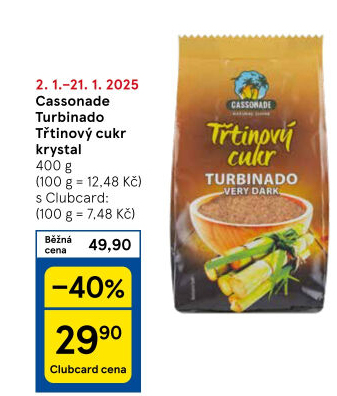 Třtinový cukr Turbinado Cassonade