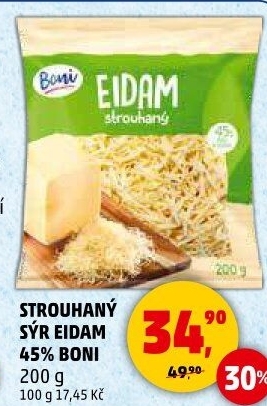 Sýr Eidam 45% strouhaný Boni