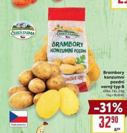 Brambory konzumní pozdní Česká farma