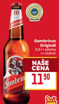 Pivo světlé výčepní Originál 10° Gambrinus