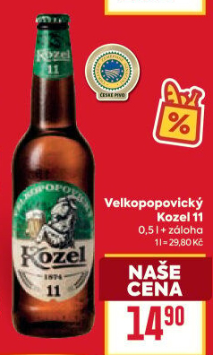 Pivo světlý ležák 11° Medium Velkopopovický Kozel