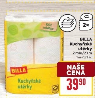 Utěrky kuchyňské 3vrstvé Billa