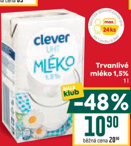 Mléko trvanlivé Clever - 1,5% polotučné