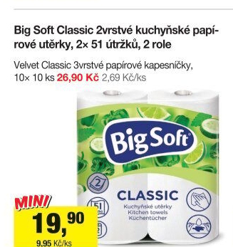 Utěrky kuchyňské 2vrstvé Classic Big Soft