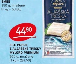 Aljašská treska filé bez kosti mražené Premium Mylord