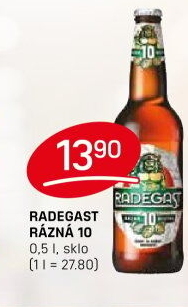 Pivo světlé výčepní Rázná 10° Radegast