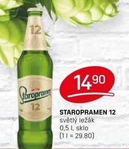 Pivo světlý ležák 12° Staropramen