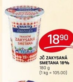 Smetana zakysaná Jihočeská Madeta 18%