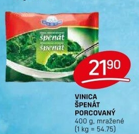 Špenát porcovaný mražený Vinica