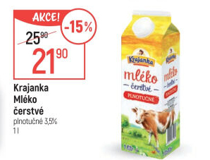 Mléko čerstvé Krajanka - 3,5% plnotučné