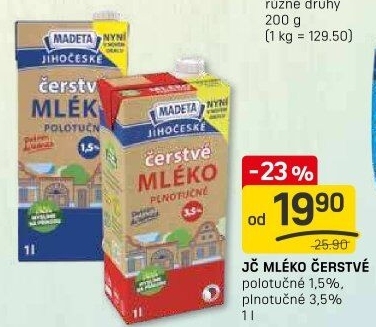 Mléko čerstvé Jihočeské Madeta
