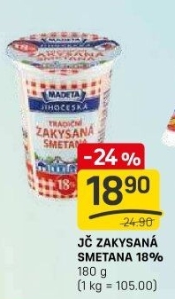 Smetana zakysaná Jihočeská Madeta 18%