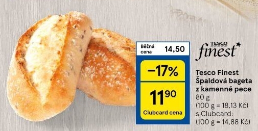 Bageta špaldová Tesco Finest
