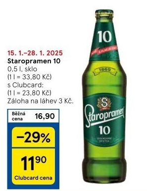 Pivo světlé výčepní 10° Staropramen