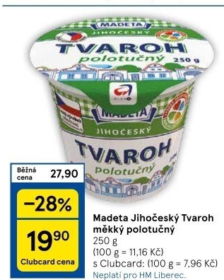 Tvaroh polotučný Jihočeský Madeta