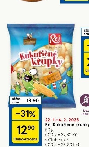 Kukuřičné křupky bez lepku Rej
