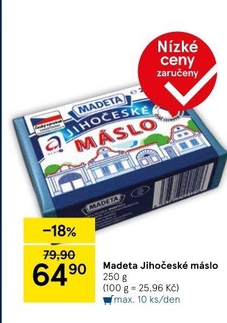 Máslo Jihočeské Madeta