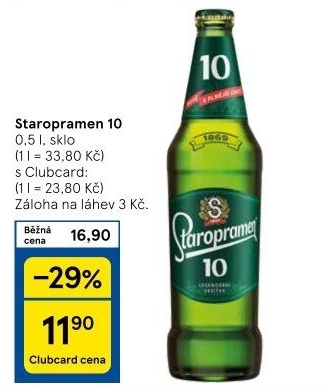 Pivo světlé výčepní 10° Staropramen