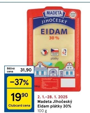 Sýr Eidam Jihočeský 30% Madeta