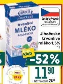 Mléko trvanlivé Jihočeské Madeta - 1,5% polotučné
