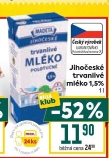 Mléko trvanlivé Jihočeské Madeta - 1,5% polotučné