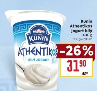 Bílý jogurt řeckého typu Athentikos Mlékárna Kunín