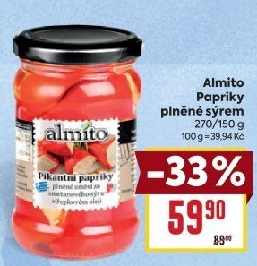 Papriky plněné sýrem Almito