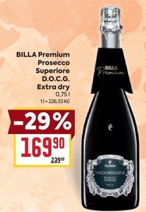 Prosecco Extra Dry Superiore DOCG Billa Premium