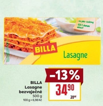 Těstoviny Lasagne Billa