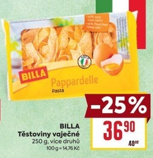 Těstoviny vaječné Billa