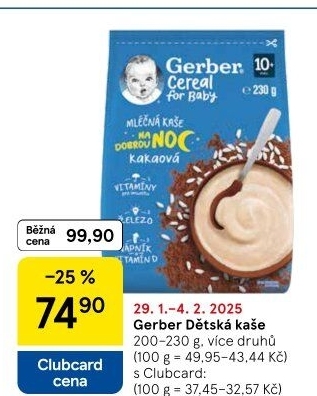 Kaše mléčná Gerber Natural for Baby
