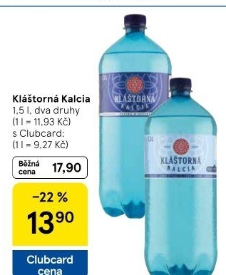 Minerální voda kalcia Kláštorná