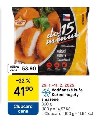 Nugetky kuřecí smažené mražené Vodňanské kuře
