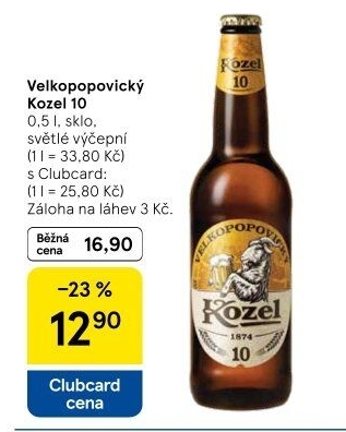 Pivo světlé výčepní 10°Velkopopovický Kozel