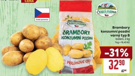 Brambory konzumní pozdní Česká farma