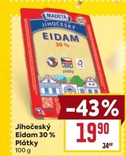 Sýr Eidam Jihočeský 30% Madeta