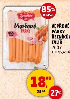 Párky vepřové Řezníkův talíř