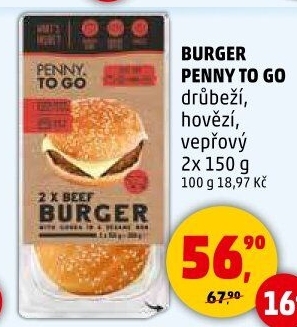 Vepřový burger Penny To Go