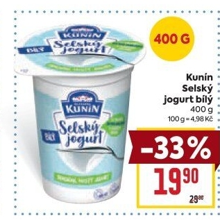 Bílý jogurt selský Mlékárna Kunín