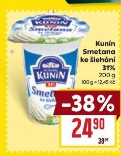 Smetana ke šlehání Mlékárna Kunín 31%