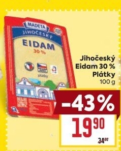 Sýr Eidam Jihočeský 30% Madeta
