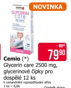 Čípky proti zácpě Glycerin Care Cemio