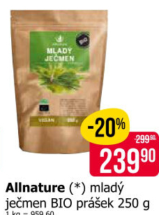Doplněk stravy Mladý ječmen bio Allnature