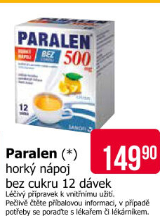 Horký nápoj bez cukru Paralen