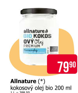 Kokosový olej premium bio Allnature