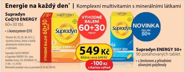 Doplněk stravy tablety CoQ10 Energy Supradyn