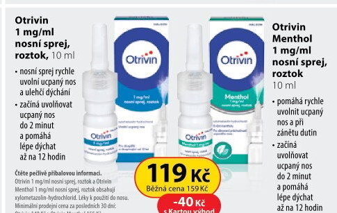 Nosní sprej 1 mg/ml Uvolní ucpaný nos Otrivin