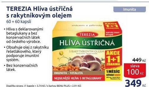 Doplněk stravy Hlíva ústřičná s rakytníkovým olejem Terezia Company