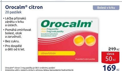 Pastilky proti bolesti v krku Orocalm