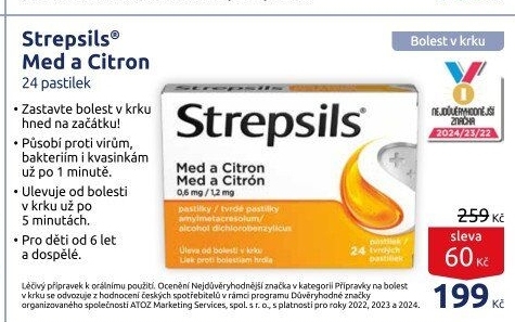 Pastilky proti bolesti v krku Strepsils